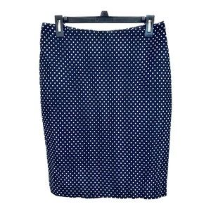 Talbots Navy Blue White Polka Dot Cotton Pencil Straight Skirt - Size 4